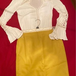 Mustard yellow JCrew Pencil Skirt